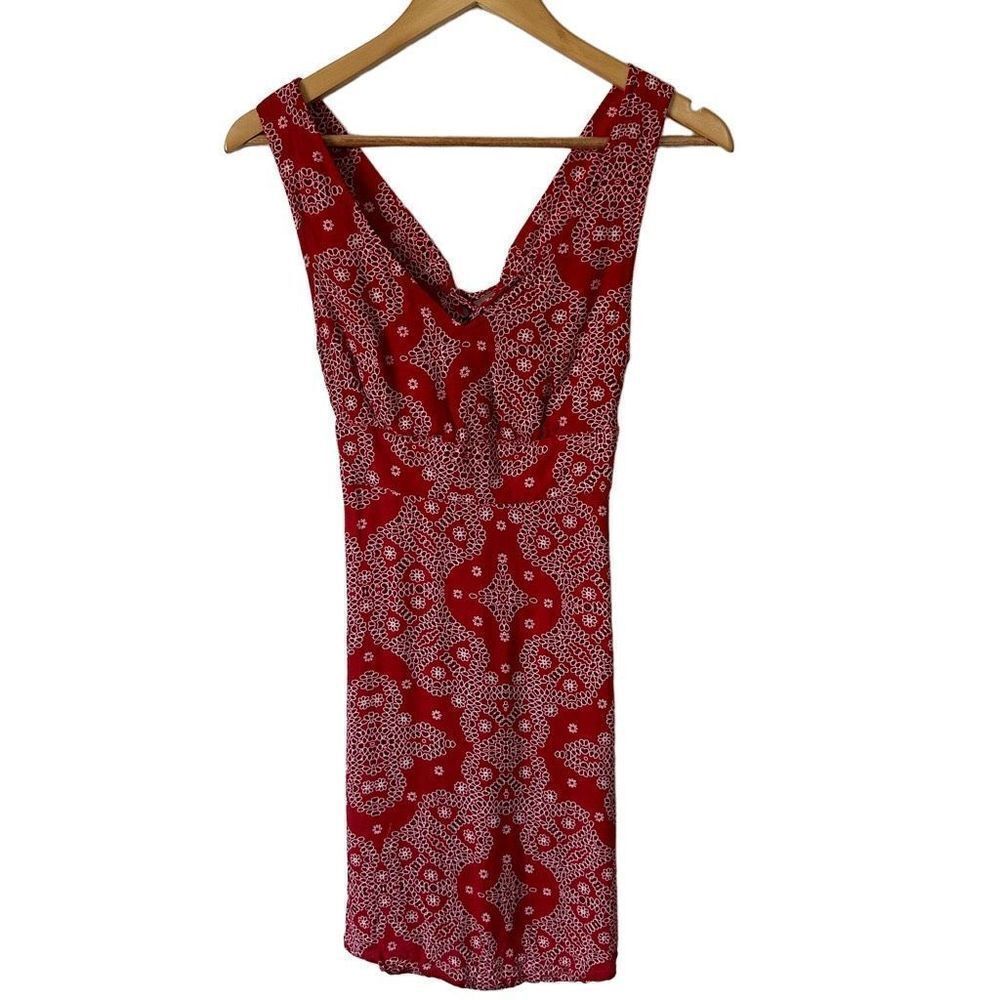Red Patterned Mini Dress - Picture 5 of 15
